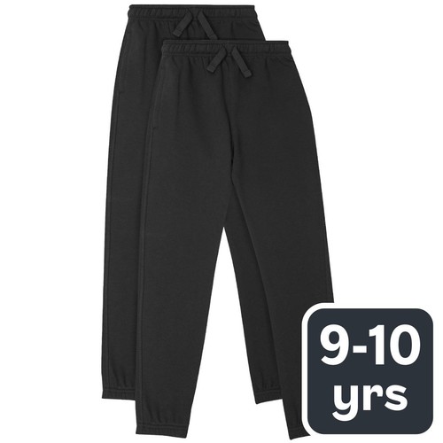 M&S Unisex Regular Fit Joggers, 9-10 Years, Black 