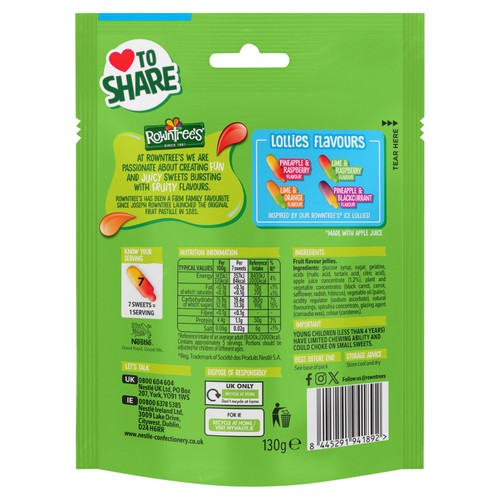 Rowntrees Fruit Pastilles Lollies Pouch