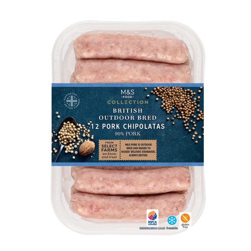 M&S Collection British 12 Pork Chipolatas