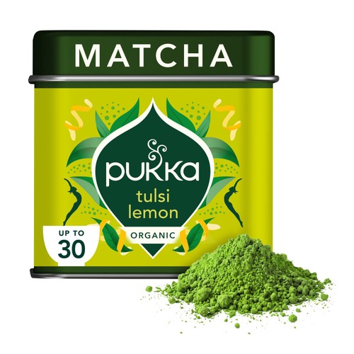 Pukka Herbs Organic Matcha Tulsi Lemon Ceremonial Grade Green Tea Powder
