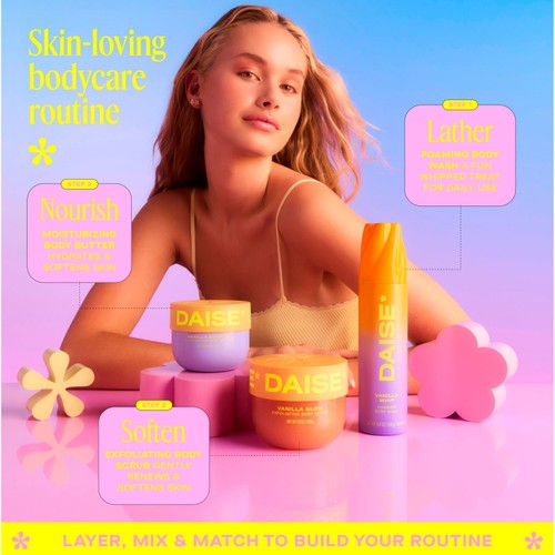 DAISE Exfoliating Body Scrub in Vanilla Glow, For Soft Glowing Skin