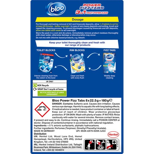 Bloo Power Fizz Tabs Anti-Limescale Lemon