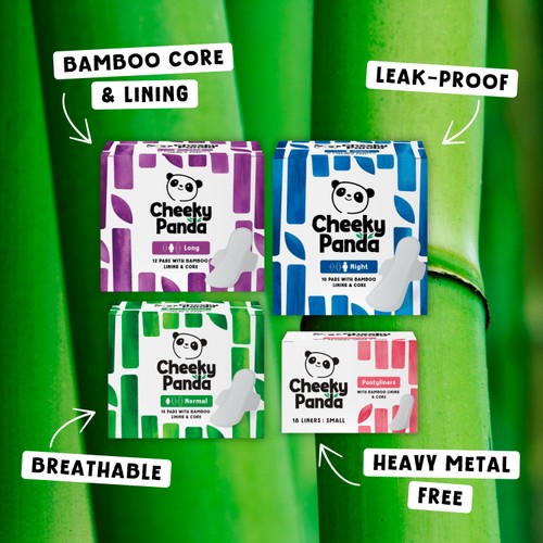 Cheeky Panda Light Period Pads with Biodegradable Bamboo Lining and Core