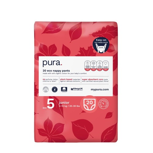 Pura Eco Nappy Pants, Size 5 (9-14kg) Mega Pack