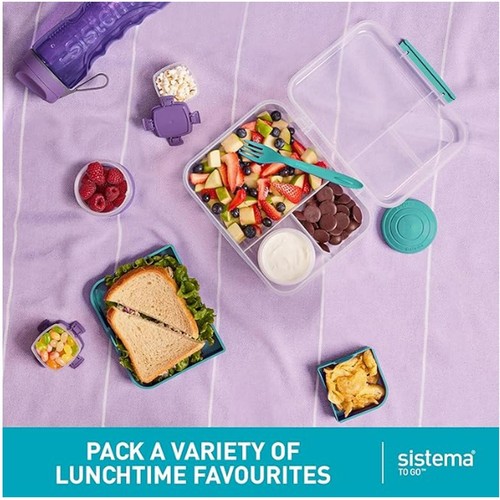 Sistema 1.65L Bento Lunch Box To Go with Yogurt Pot