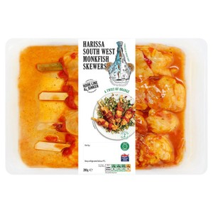 British Monkfish Skewers with Harissa