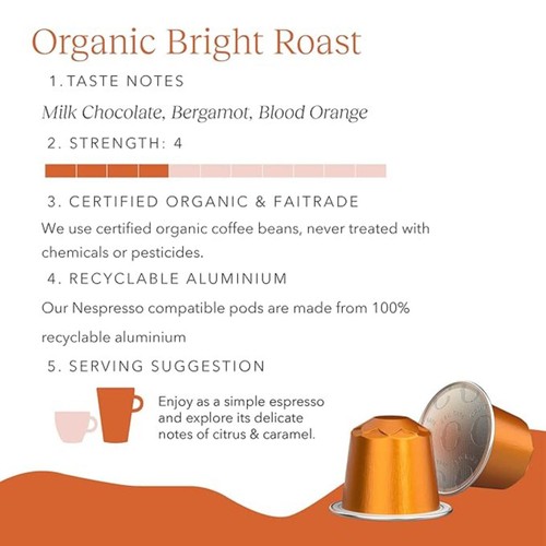 CRU Kafe Organic Fairtrade Bright Roast Pods 10s