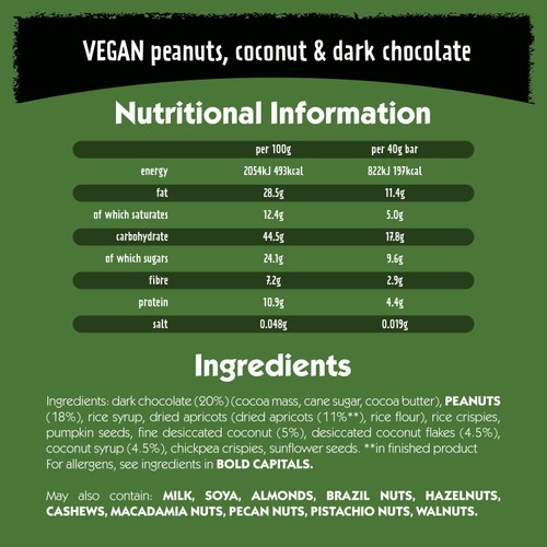 Eat Natural Vegan, Peanuts, Coconut & Dark Chocolate