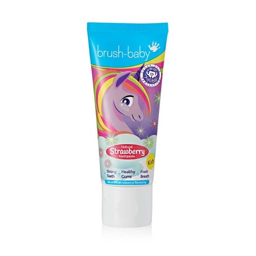 Brush-Baby Kids Natural Strawberry flavoured Unicorn Toothpaste, 50ml Brush-Baby Kids Natural Strawberry flavoured Unicorn Toothpaste, 50ml
