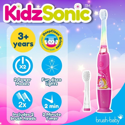 Brush-Baby KidzSonic Unicorn Electric Toothbrush, 3+ Yrs