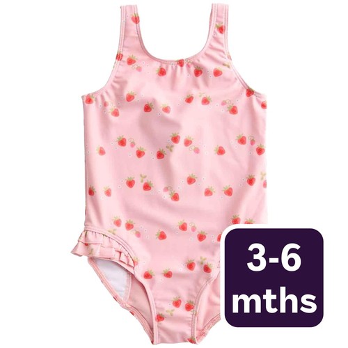 M&S Strawberry Swimsuit, 3-6 Months, Pink