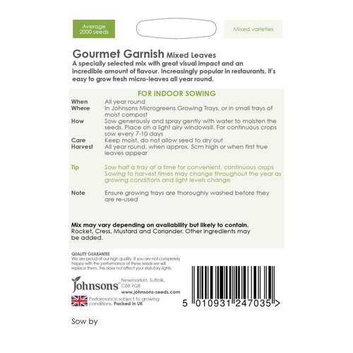Johnsons Seeds - Microgreens Gourmet Garnish