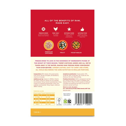 COYA Freeze-Dried Raw Adult Dog Food Chicken