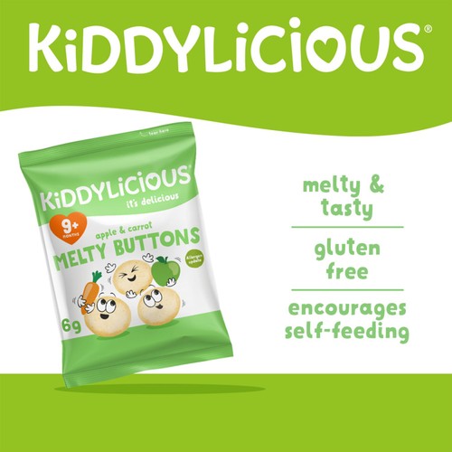 Kiddylicious Apple & Carrot Melty Buttons Baby Snacks Multi