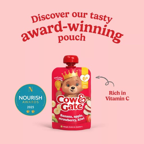 Cow & Gate Banana, Apple, Strawberry & Kiwi Baby Food Pouch 6+ Months
