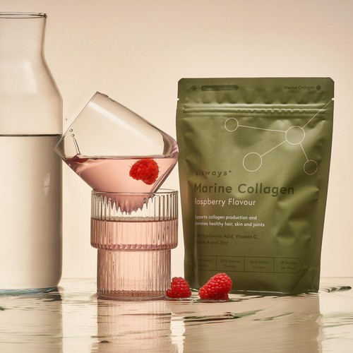 Sixways Marine Collagen Powder, Pure Wild Marine Collagen, Raspberry