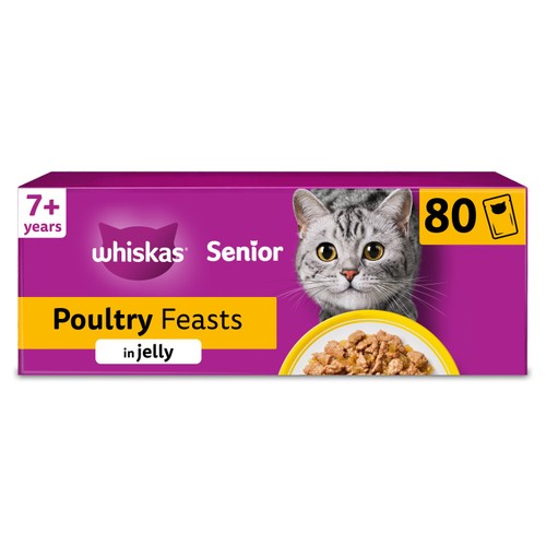 Whiskas 7+ Senior Wet Cat Food Poultry Feasts in Jelly