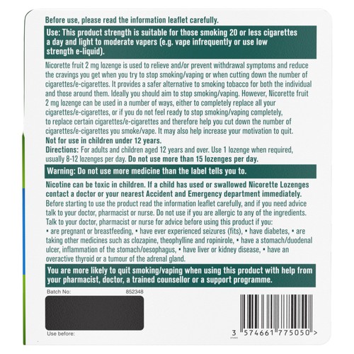Nicorette Fruit 2mg Nicorette Lozenge 