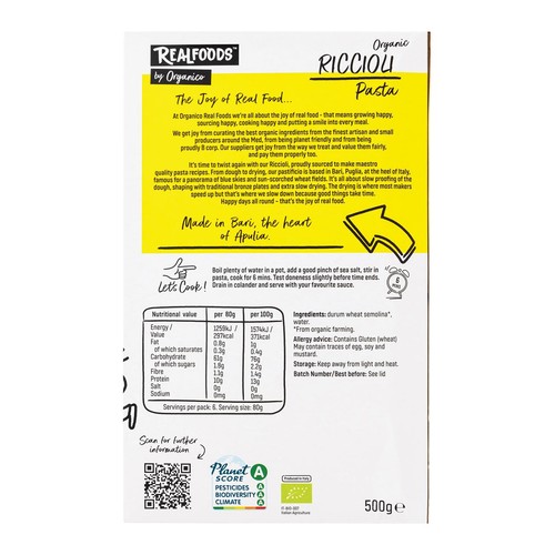 Realfoods Organic Riccioli Pasta