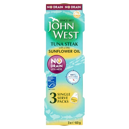John West No Drain Tuna Steak In Sunflower Oil