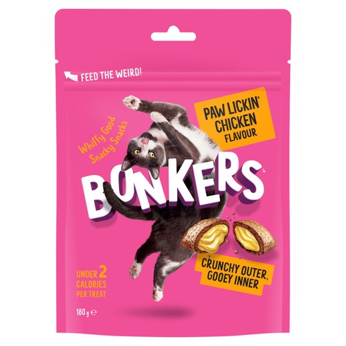 BONKERS Cat Bites Crunchy & Soft Paw Lickin' Chicken Flavoured Cat Treats