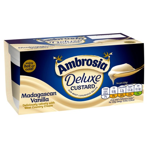Ambrosia Deluxe Custard Madagascan Vanilla Dessert Snack Pots