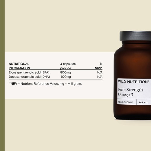 Wild Nutrition Food-Grown Pure Strength Omega 3 Capsules