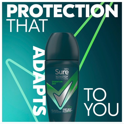 Sure Men 72hr Nonstop Antiperspirant Deodorant Roll On Quantum Dry