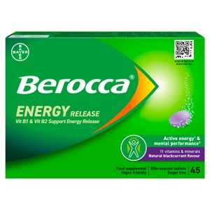 Berocca Boost 1 Tube Extra Free, Vitamin C & B12, Effervescent Tablets 45