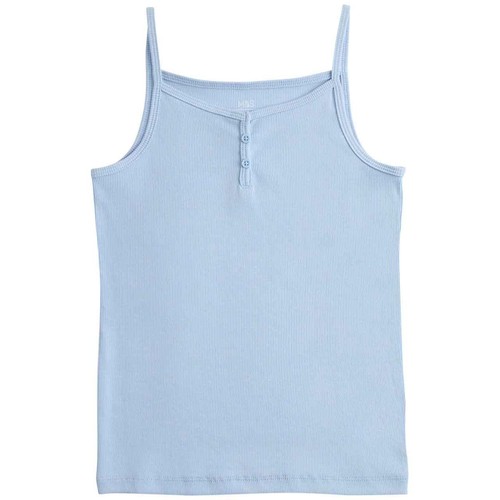 M&S Girls Cotton Rich Pyjama Top, 6-7 Years, Blue