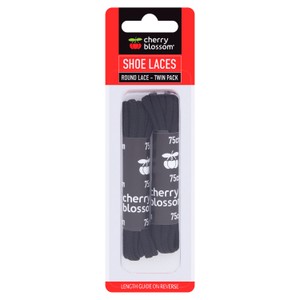 Cherry Blossom Round Shoe Laces Twin Pack Black 75Cm