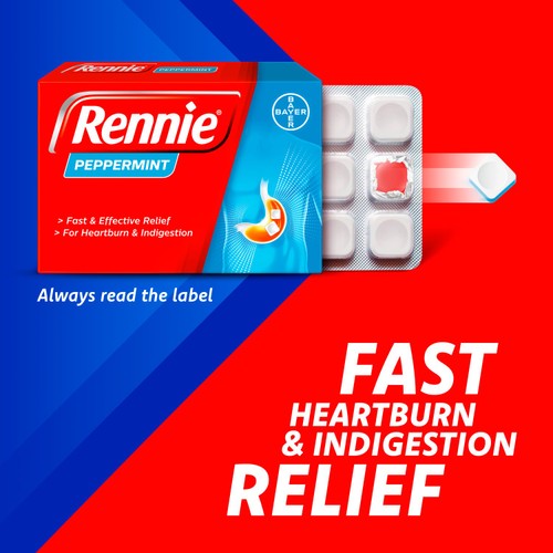 Rennie Peppermint Heartburn & Indigestion Relief Tablets