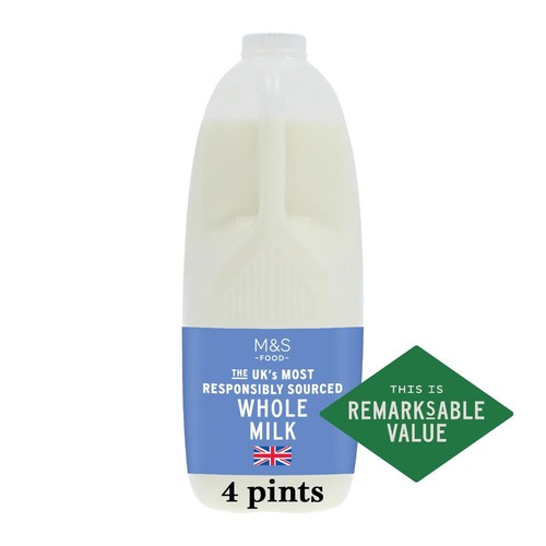 M&S Select Farms British Whole Milk 4 Pints