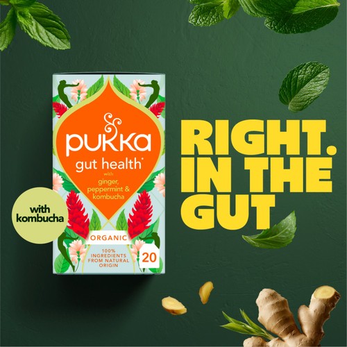Pukka Herbs Organic Gut Health Tea with Peppermint, Ginger & Kombucha