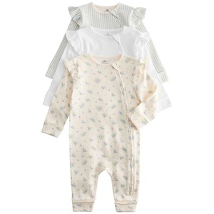 M&S Cotton Rich Ribbed Sleepsuits, 3-6 M, Blue