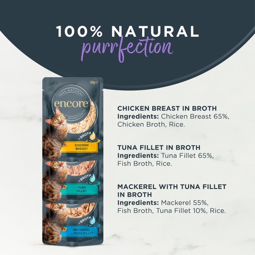 Encore Natural Wet Cat Food Multipack Finest Selection Pouches in Broth