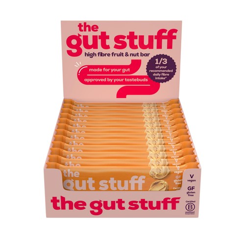 The Gut Stuff Peanut Butter Fruit & Nut High Fibre Box of Bars