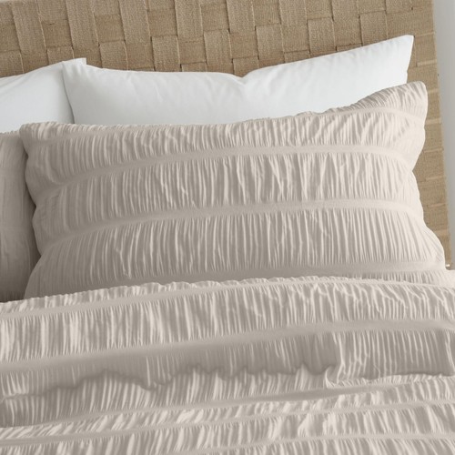 Catherine Lansfield Seersucker Double Duvet Set Natural