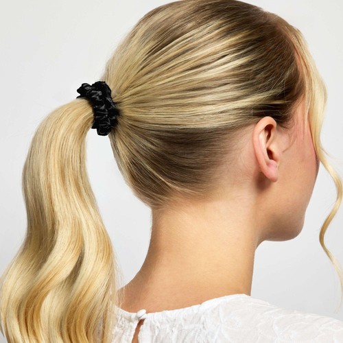 Silver Cloud 5 Black Skinny Satin Scrunchies