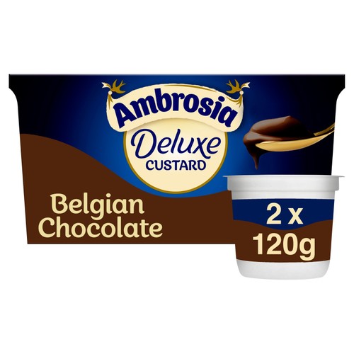 Ambrosia Deluxe Custard Belgian Chocolate Dessert Snack Pots