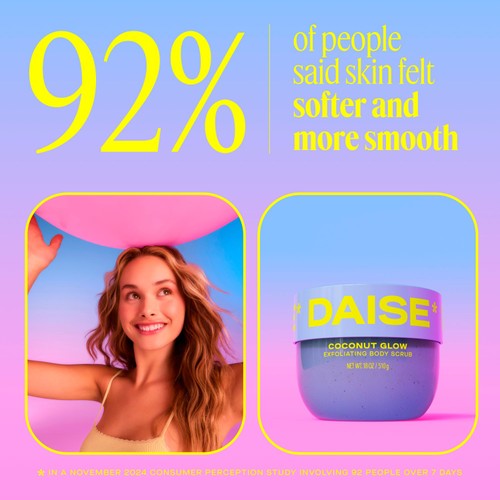 DAISE Exfoliating Body Scrub in Coconut Glow, For Soft Glowing Skin