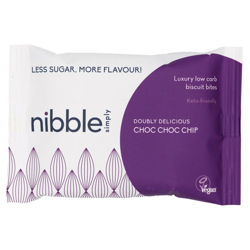 Nibble Simply Doubly Delicious Choc Choc Chip Low Carb Biscuit Bites