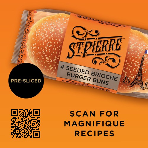 St Pierre Sliced Seeded Brioche Burger Buns