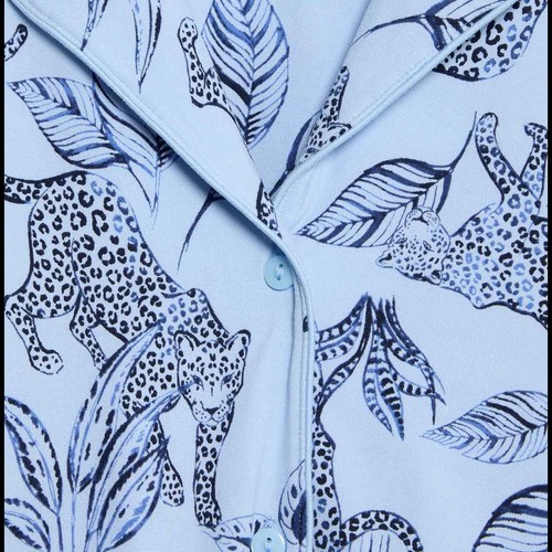 M&S Womens Soft Touch Printed Revere Pyjama Set, Extra Large, Navy Mix