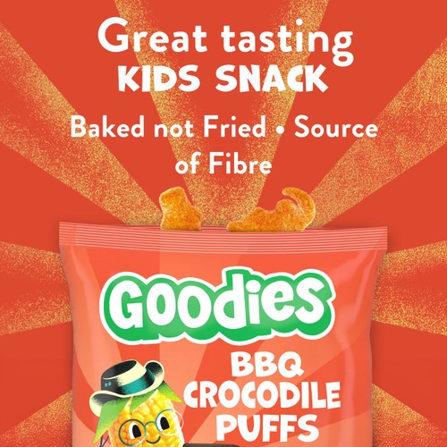 Goodies Kids Snack Crocodile BBQ Puffs Multipack
