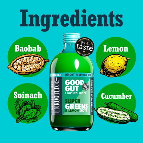 UNROOTED Super Greens, Lemon & Baobab 7x Dosing Shots