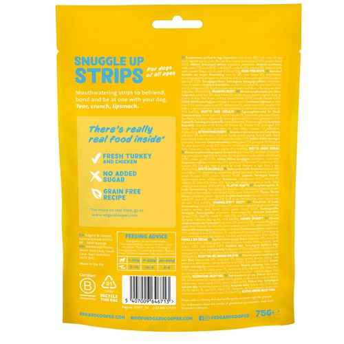 Edgard & Cooper Fresh Dog Treats Strips Adult Grain Free Turkey & Chicken