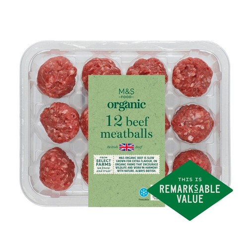 M&S Organic British 12 Beef Meatballs
