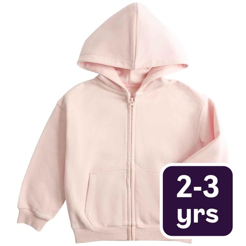 M&S Cotton Rich Zip Hoodie, 2-3 Years, Light Pink