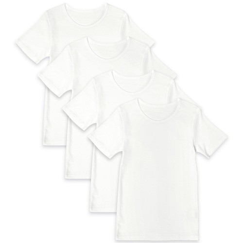 M&S Cotton Short Sleeve Vests, 7-8 Years, White